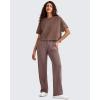 image:imageG4Free Smoofit Modal Soft Boxy Tee Shirts Women Short Sleeve Drop Shoulder Crew Neck Basic Crop Tops Loose Casual LoungeCoffee Brown