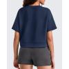 image:imageG4Free Smoofit Modal Soft Boxy Tee Shirts Women Short Sleeve Drop Shoulder Crew Neck Basic Crop Tops Loose Casual LoungeDark Navy