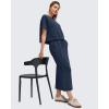 image:imageG4Free Smoofit Modal Soft Boxy Tee Shirts Women Short Sleeve Drop Shoulder Crew Neck Basic Crop Tops Loose Casual LoungeDark Navy