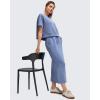 image:imageG4Free Smoofit Modal Soft Boxy Tee Shirts Women Short Sleeve Drop Shoulder Crew Neck Basic Crop Tops Loose Casual LoungeDenim Blue