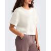 image:imageG4Free Smoofit Modal Soft Boxy Tee Shirts Women Short Sleeve Drop Shoulder Crew Neck Basic Crop Tops Loose Casual LoungeIvory