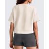 image:imageG4Free Smoofit Modal Soft Boxy Tee Shirts Women Short Sleeve Drop Shoulder Crew Neck Basic Crop Tops Loose Casual LoungeLight Khaki
