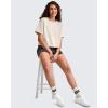 image:imageG4Free Smoofit Modal Soft Boxy Tee Shirts Women Short Sleeve Drop Shoulder Crew Neck Basic Crop Tops Loose Casual LoungeLight Khaki