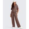 image:imageG4Free Smoofit Modal Soft Womens Wide Leg Sweatpants High Waisted Drawstring Side Slit Casual PantsCoffee Brown
