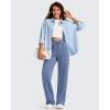 image:imageG4Free Smoofit Modal Soft Womens Wide Leg Sweatpants High Waisted Drawstring Side Slit Casual PantsDenim Blue