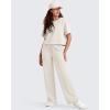 image:imageG4Free Smoofit Modal Soft Womens Wide Leg Sweatpants High Waisted Drawstring Side Slit Casual PantsIvory