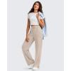 image:imageG4Free Smoofit Modal Soft Womens Wide Leg Sweatpants High Waisted Drawstring Side Slit Casual PantsLight Khaki