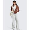 image:imageG4Free Smoofit Modal Soft Womens Wide Leg Sweatpants High Waisted Drawstring Side Slit Casual PantsMedium Heather
