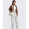 image:imageG4Free Smoofit Modal Soft Womens Wide Leg Sweatpants High Waisted Drawstring Side Slit Casual PantsMedium Heather