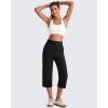 image:imageG4Free Smoofit Wide Leg Capri Pants for Women Adjustable Shockcord High Waist Summer Travel Casual Pants with PocketsBlack