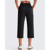 image:imageG4Free Smoofit Wide Leg Capri Pants for Women Adjustable Shockcord High Waist Summer Travel Casual Pants with PocketsBlack