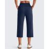 image:imageG4Free Smoofit Wide Leg Capri Pants for Women Adjustable Shockcord High Waist Summer Travel Casual Pants with PocketsDeep Navy