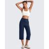 image:imageG4Free Smoofit Wide Leg Capri Pants for Women Adjustable Shockcord High Waist Summer Travel Casual Pants with PocketsDeep Navy