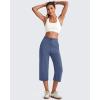 image:imageG4Free Smoofit Wide Leg Capri Pants for Women Adjustable Shockcord High Waist Summer Travel Casual Pants with PocketsDenim Blue