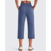 image:imageG4Free Smoofit Wide Leg Capri Pants for Women Adjustable Shockcord High Waist Summer Travel Casual Pants with PocketsDenim Blue