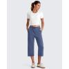 image:imageG4Free Smoofit Wide Leg Capri Pants for Women Adjustable Shockcord High Waist Summer Travel Casual Pants with PocketsDenim Blue