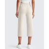 image:imageG4Free Smoofit Wide Leg Capri Pants for Women Adjustable Shockcord High Waist Summer Travel Casual Pants with PocketsIvory