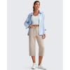 image:imageG4Free Smoofit Wide Leg Capri Pants for Women Adjustable Shockcord High Waist Summer Travel Casual Pants with PocketsLight Khaki