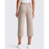 image:imageG4Free Smoofit Wide Leg Capri Pants for Women Adjustable Shockcord High Waist Summer Travel Casual Pants with PocketsLight Khaki