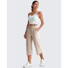 image:imageG4Free Smoofit Wide Leg Capri Pants for Women Adjustable Shockcord High Waist Summer Travel Casual Pants with PocketsLight Khaki