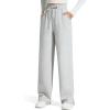 image:imageG4Free Smoofit Modal Soft Womens Wide Leg Sweatpants High Waisted Drawstring Side Slit Casual PantsMedium Heather