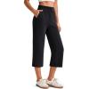 image:imageG4Free Smoofit Wide Leg Capri Pants for Women Adjustable Shockcord High Waist Summer Travel Casual Pants with PocketsBlack