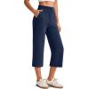 image:imageG4Free Smoofit Wide Leg Capri Pants for Women Adjustable Shockcord High Waist Summer Travel Casual Pants with PocketsDeep Navy
