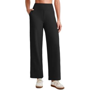image:imageG4Free EverGoing Wide Leg Ankle Pants for Women 78 Length Yoga Dress Pants High Waist Stretch with Pockets Casual WorkBlack