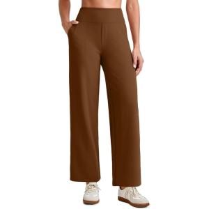 image:imageG4Free EverGoing Wide Leg Ankle Pants for Women 78 Length Yoga Dress Pants High Waist Stretch with Pockets Casual WorkDark Coffee