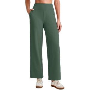 image:imageG4Free EverGoing Wide Leg Ankle Pants for Women 78 Length Yoga Dress Pants High Waist Stretch with Pockets Casual WorkDark Forest Green