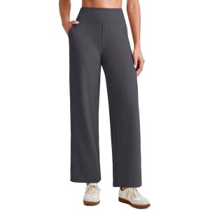 image:imageG4Free EverGoing Wide Leg Ankle Pants for Women 78 Length Yoga Dress Pants High Waist Stretch with Pockets Casual WorkDark Grey