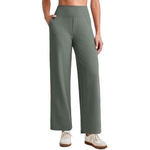 image:imageG4Free EverGoing Wide Leg Ankle Pants for Women 78 Length Yoga Dress Pants High Waist Stretch with Pockets Casual WorkGrey Sage