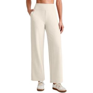 image:imageG4Free EverGoing Wide Leg Ankle Pants for Women 78 Length Yoga Dress Pants High Waist Stretch with Pockets Casual WorkIvory