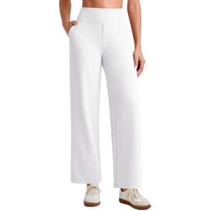 image:imageG4Free EverGoing Wide Leg Ankle Pants for Women 78 Length Yoga Dress Pants High Waist Stretch with Pockets Casual WorkWhite