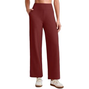 image:imageG4Free EverGoing Wide Leg Ankle Pants for Women 78 Length Yoga Dress Pants High Waist Stretch with Pockets Casual WorkWine