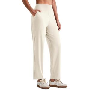 image:imageG4Free ShiftReady Womens Ankle Dress Yoga Pants with Pockets Stretchy Business Casual Slacks Work Trousers Travel PantIvory