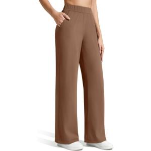 image:imageG4Free ShiftReady Womens Yoga Dress Pants with Pockets Wide Leg Work Pants Dressy Casual TrousersDark Coffee