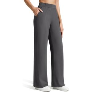 image:imageG4Free ShiftReady Womens Yoga Dress Pants with Pockets Wide Leg Work Pants Dressy Casual TrousersDark Gray