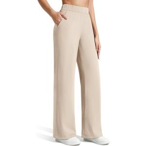 image:imageG4Free ShiftReady Womens Yoga Dress Pants with Pockets Wide Leg Work Pants Dressy Casual TrousersLight Khaki