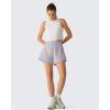 image:imageG4Free Chillwhisp Running Shorts for Women 25  Dolphin Elastic Waistband with Pockets for Athletic Gym WorkoutChime Gray