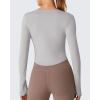 image:imageG4Free Lightbreeze Women UPF 50 Sun Shirts Thumbholes Long Sleeve Crop Workout Tops V Neck TShirts CasualSilver Gray
