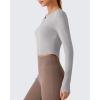 image:imageG4Free Lightbreeze Women UPF 50 Sun Shirts Thumbholes Long Sleeve Crop Workout Tops V Neck TShirts CasualSilver Gray