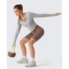 image:imageG4Free Lightbreeze Women UPF 50 Sun Shirts Thumbholes Long Sleeve Crop Workout Tops V Neck TShirts CasualSilver Gray