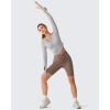 image:imageG4Free Lightbreeze Women UPF 50 Sun Shirts Thumbholes Long Sleeve Crop Workout Tops V Neck TShirts CasualSilver Gray