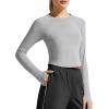 image:imageG4Free Lightbreeze Womens UPF 50 Long Sleeve Rash Guard Quick Dry Crop Workout Tops Thumbholes Sun Shirts Running AthleticGrey