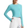 image:imageG4Free Lightbreeze Womens UPF 50 Long Sleeve Rash Guard Quick Dry Crop Workout Tops Thumbholes Sun Shirts Running AthleticLake Blue