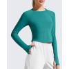 image:imageG4Free Lightbreeze Womens UPF 50 Long Sleeve Rash Guard Quick Dry Crop Workout Tops Thumbholes Sun Shirts Running AthleticTeal