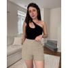 image:imageG4Free Ribbed Stretchy Womens Shorts Casual High Waisted Athletic Running Golf Lounge Shorts with PocketsDirty Latte