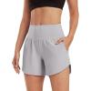 image:imageG4Free Chillwhisp Womens Athletic Shorts 4 High Waisted Lightweight Running Shorts with PocketsChrim Gray