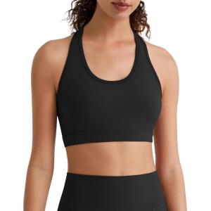 image:imageG4Free BareFeel Racerback Sports Bra for Women  Scoop Neck Workout Tank Top Casual Yoga Non PaddedBlack